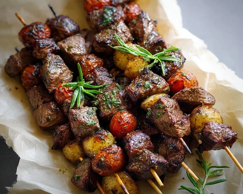 Rosemary Garlic Steak Kebabs