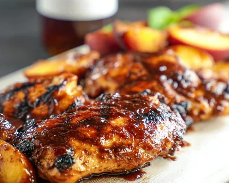 Grilled Bourbon Extract Extract Peach BBQ Chicken