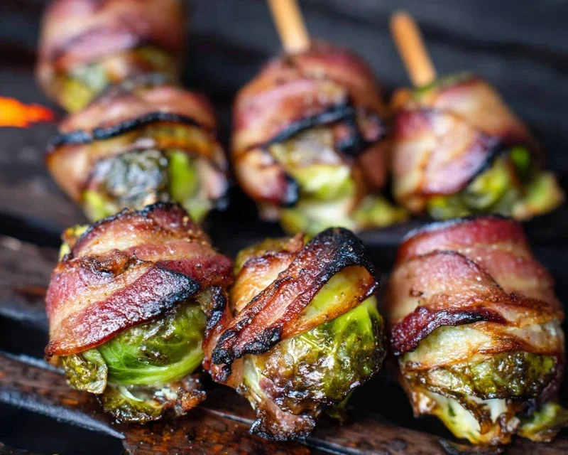 Grilled Beef Beef Bacon Wrapped Brussels Sprouts