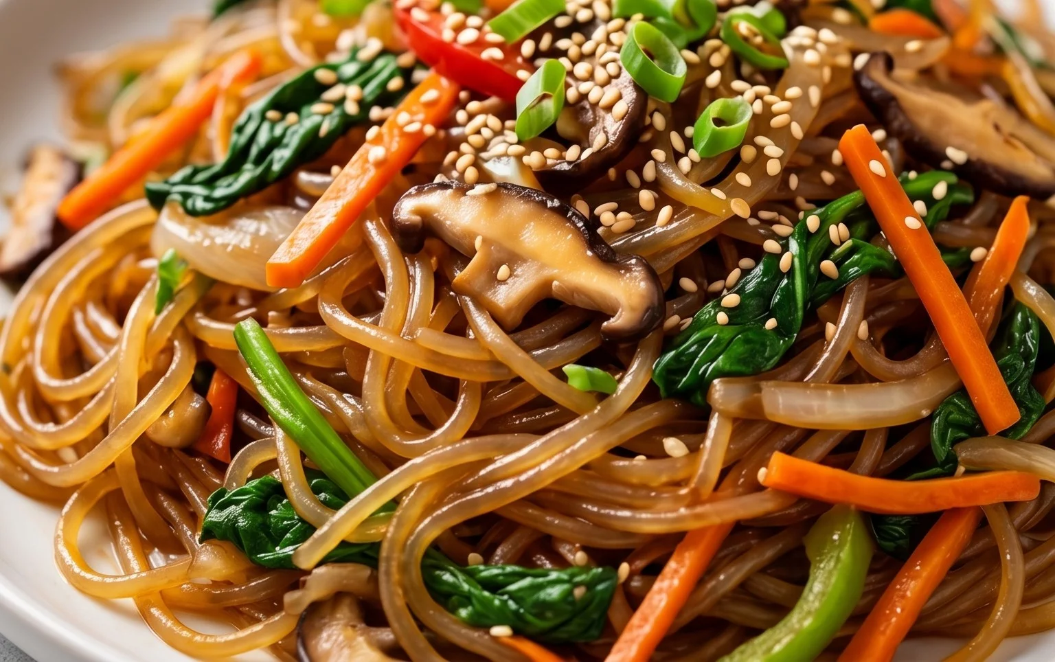 Japchae (Korean Glass Noodle Stir Fry)