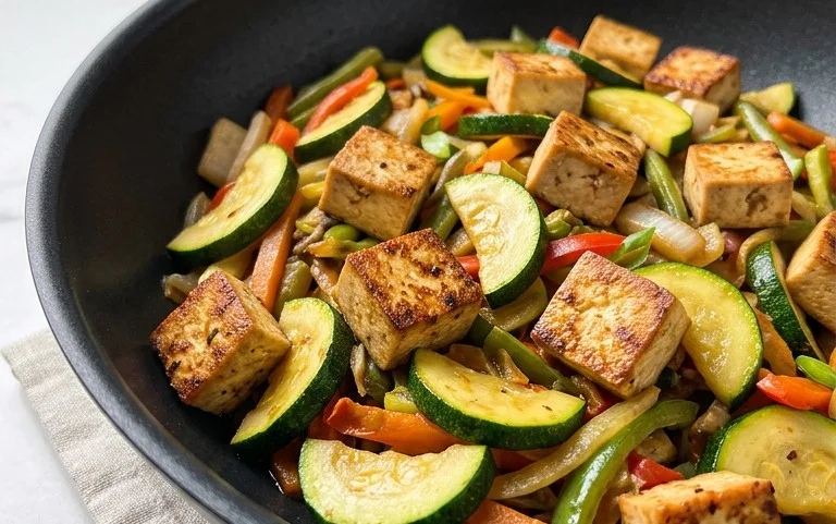 Zucchini Stir Fry With Tofu (Vegan)