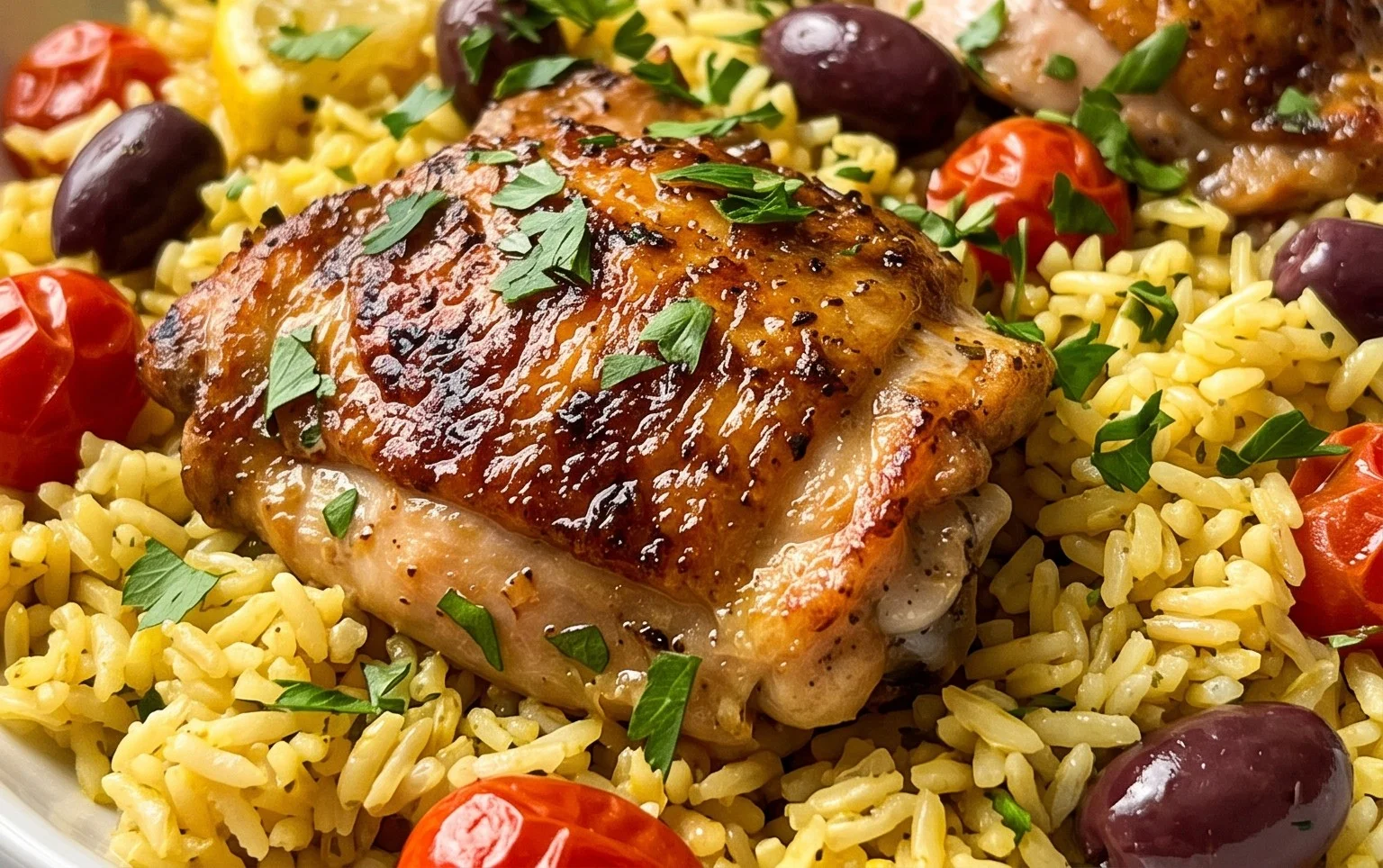 Greek Chicken and Lemon Rice (30 Minutes, One-Pot)
