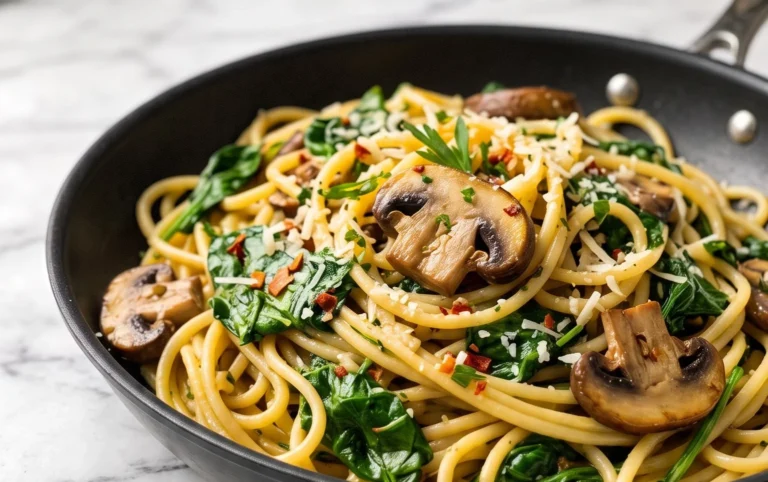 Parmesan Spinach Mushroom Pasta Skillet