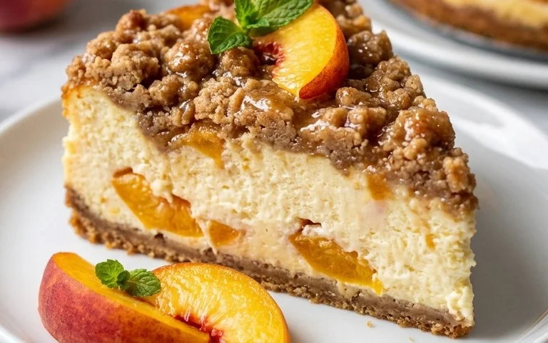 Peach Cream Cheese Cake with Streusel Topping