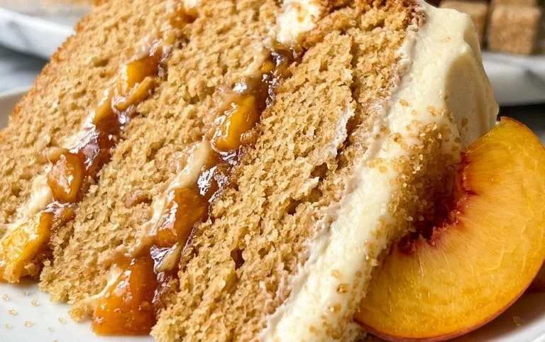 Brown Sugar Layer Cake with Peach Filling