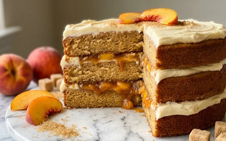 Brown Sugar Layer Cake with Peach Filling