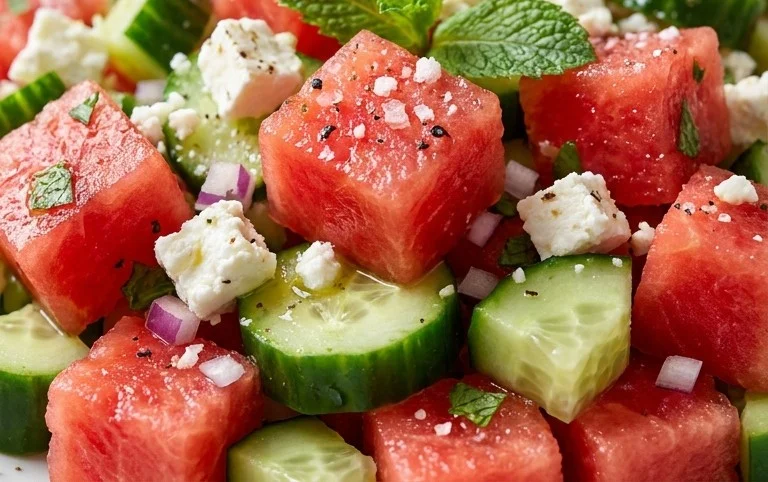 Watermelon Salad with Cucumber and Feta