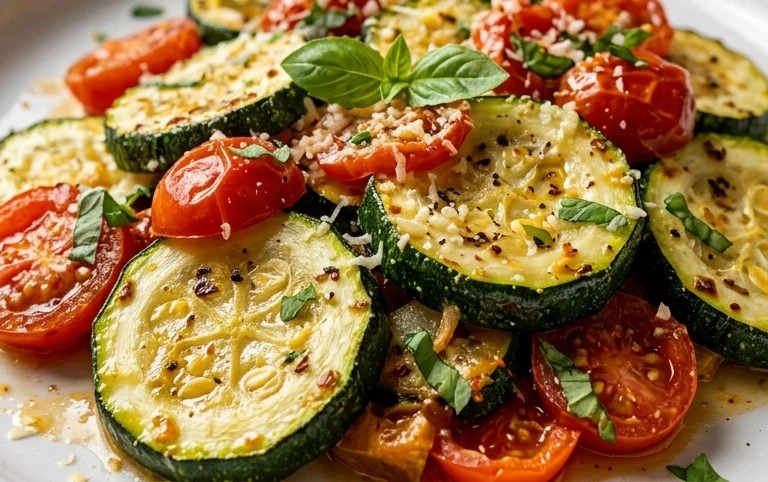 Roasted Garlic-Parmesan Zucchini, Squash and Tomatoes