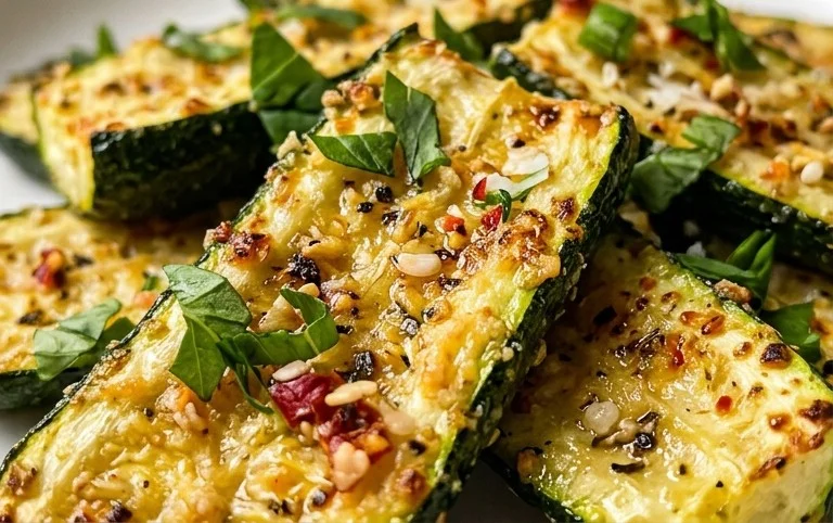 Irresistibly Crunchy Garlic Parmesan Roasted Zucchini